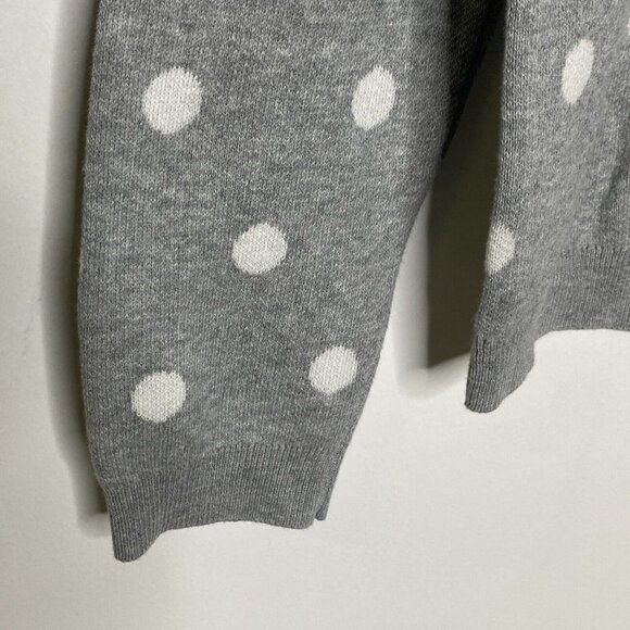 Old Navy Sweater Women L Gray Polkadots Crewneck Soft Stretch - Picture 3 of 8
